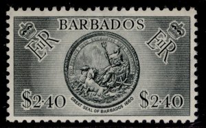 BARBADOS QEII SG301, $2.40 black, NH MINT.