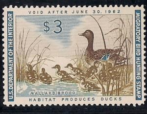 RW 28 $3.00  1961 WA Mallard mint Cat .130+ NH OG XF