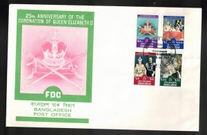 BANGLADESH Scott # 145-8 FDC - 25th Anniversary Of QEII Coronation 1