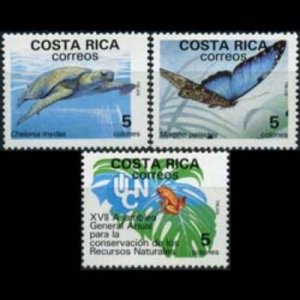 COSTA RICA 1988 - Scott# 397-9 Wildlife Set of 3 NH
