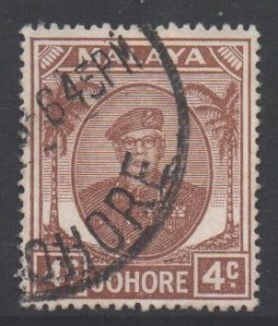 Malaya Johore Scott 133 - SG136, 1949 Sultan 4c used