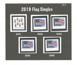 2019 Flags 5341 5342 5343 5344 5345 Singles ( No Corners & Ready to Mount) (26D