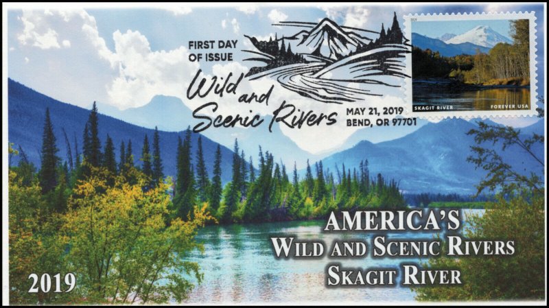 19-106, 2019, Wild and Scenic Rivers, Pictorial Postmark, FDC, Skagit River