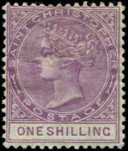 St Christopher SC# 16 Victoria 6d wmk 2 MH TORN see scan