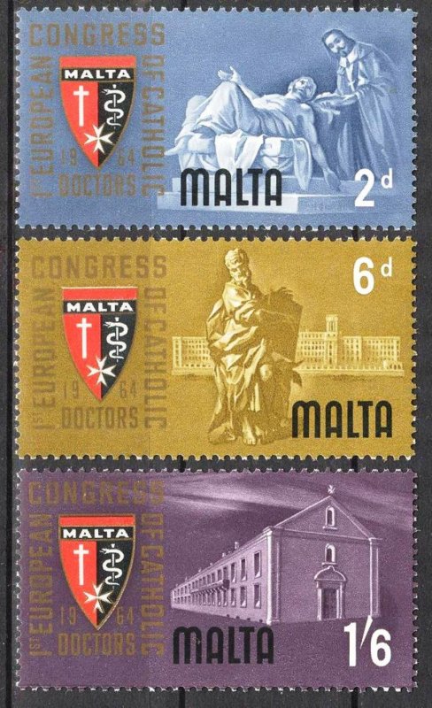 Malta 1964 European Congress of Catholic Doctors set of 3 MNH