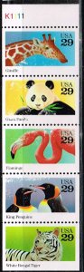 US 1992, Sc.#2709a MNH Animals Strip of 5