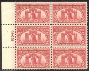 U.S. #627 CHOICE Mint XF/SUP NH Plate Block - 1926 2c Liberty Bell