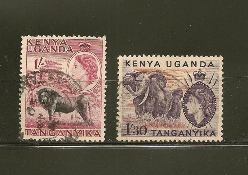 Kenya Uganda and Tanganyika SC#112-113 Wildlife 1950's Used
