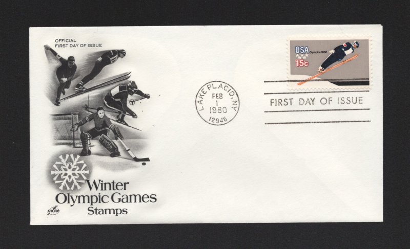 FIRST DAY COVER #1797 Winter Olympics Ski Jump 15c ARTCRAFT U/A FDC 1980