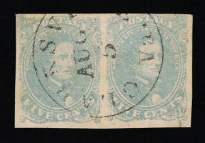 GENUINE CONFEDERATE CSA SCOTT #4b STONE-3 USED LIGHT MILKY BLUE PAIR CLARKSVILLE