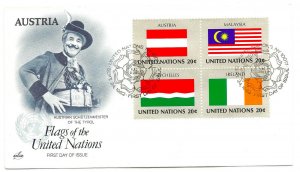 United Nations #374-77 Flag Series 1982 center block ArtCraft (Austria) FDC