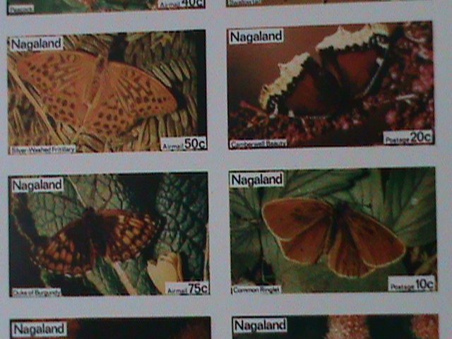 NAGALAND- BEAUTIFUL LOVELY BUTTERFLIES- IMPERF-MNH-SHEET-VERY FINE-EST $12