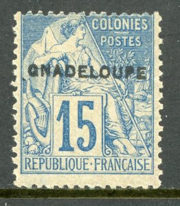 Guadeloupe 1891 French Colony 15¢ Blue ERROR GNADELOUPE SG #26c Mint D915