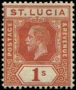 St Lucia SC# 71 KGV 1 shilling MH SCV $20.00 with mount