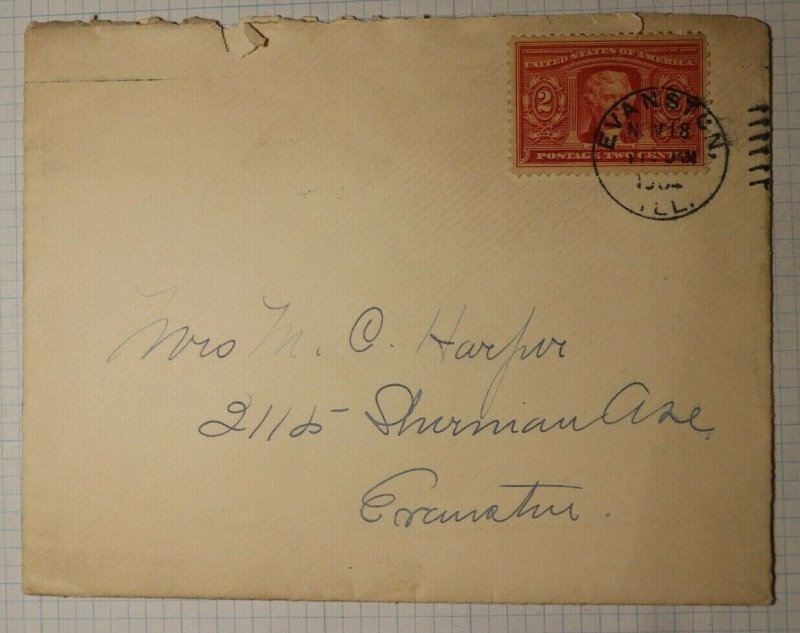 US Sc#  324   Used On Cover Evanston IL 1904 City Cancel