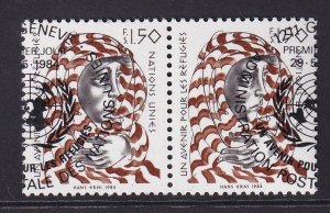 United Nations Geneva  #127 cancelled  1984 future for refugees 1.50fr pair