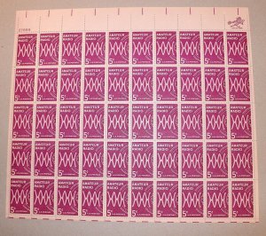 U.S. SHEET OF 50 SCOTT #1260 5c 1964 AMATEUR RADIO ISSUE. FRESH TIGHT PERFS MNH