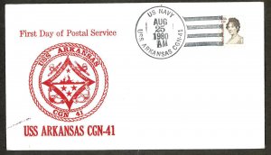 U.S.A. Postal History - USS ARKANSAS CGN-41 (1980) Cover