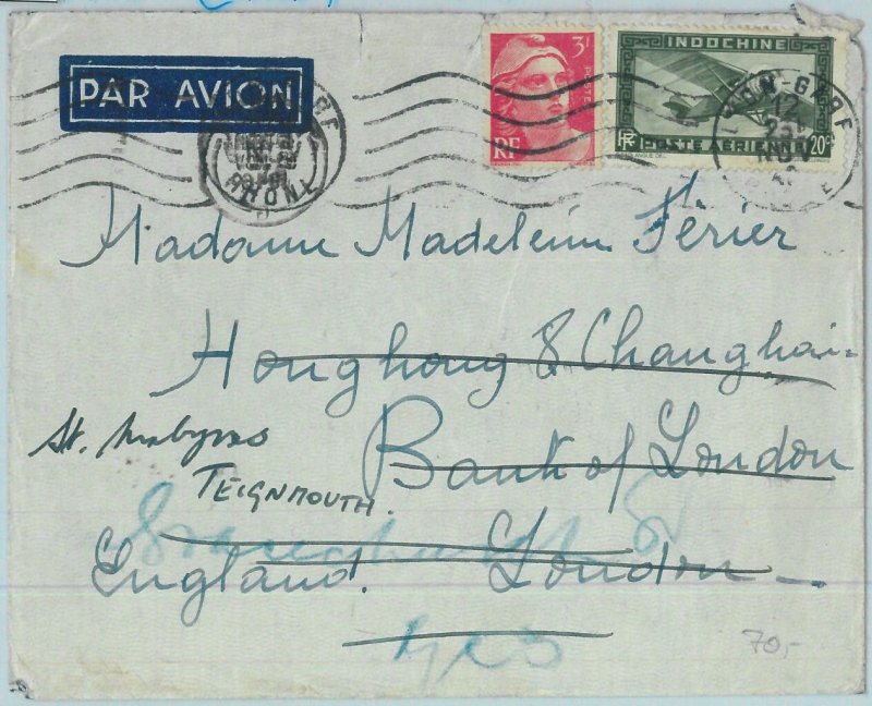 91249  - VIETNAM / FRANCE  - Postal History - MIXED FRANKING on COVER  1946