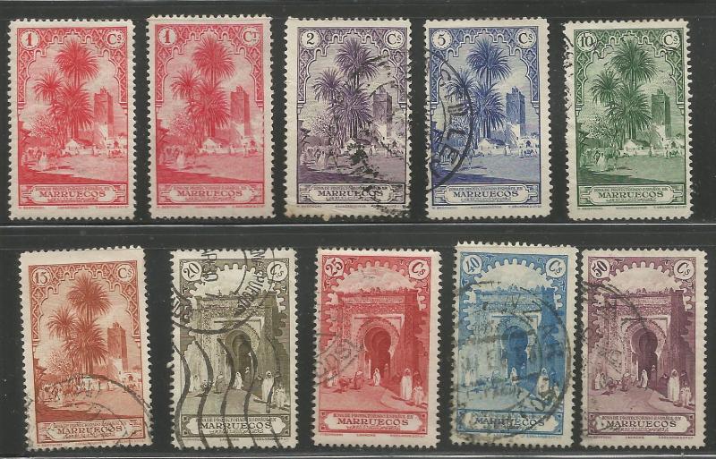 SPANISH MOROCCO 93-100, 103, 104, MINT HINGED AND USED, INC. SET, 10 OF 15 ST...