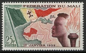 Mali 1959, Flag, Map, Establishment of the Federation set VF MNH, Mi 1