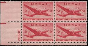 US #C32 5¢ SKYMASTER MNH LL PLATE BLOCK #23506 DURLAND $1.50