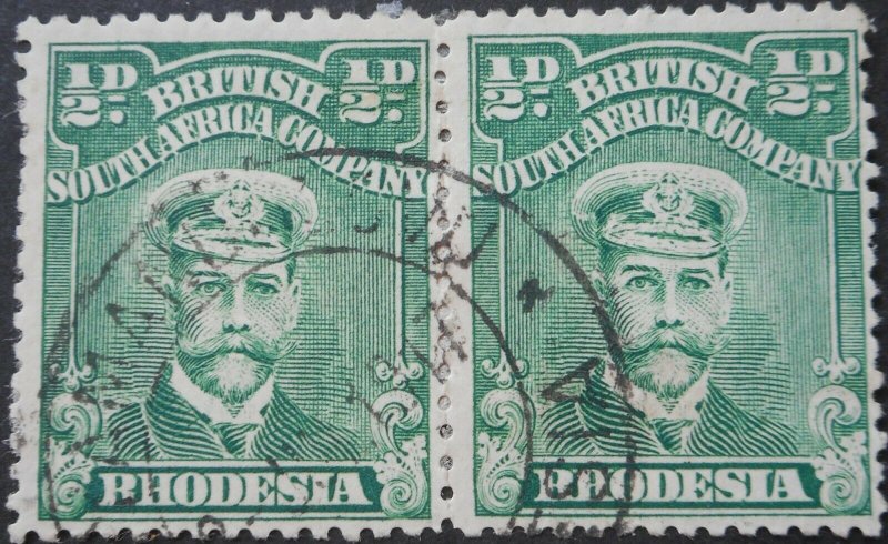 Rhodesia Admiral ½d pair with NYAMANDHLOVU (DC) postmark