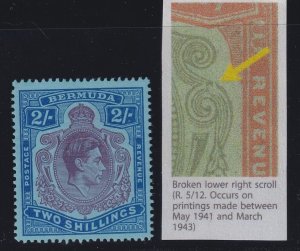 Bermuda, SG 116de, MLH Broken Lower Right Scroll variety