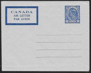 CANADA Aerogramme 10¢ King Unused c1950s