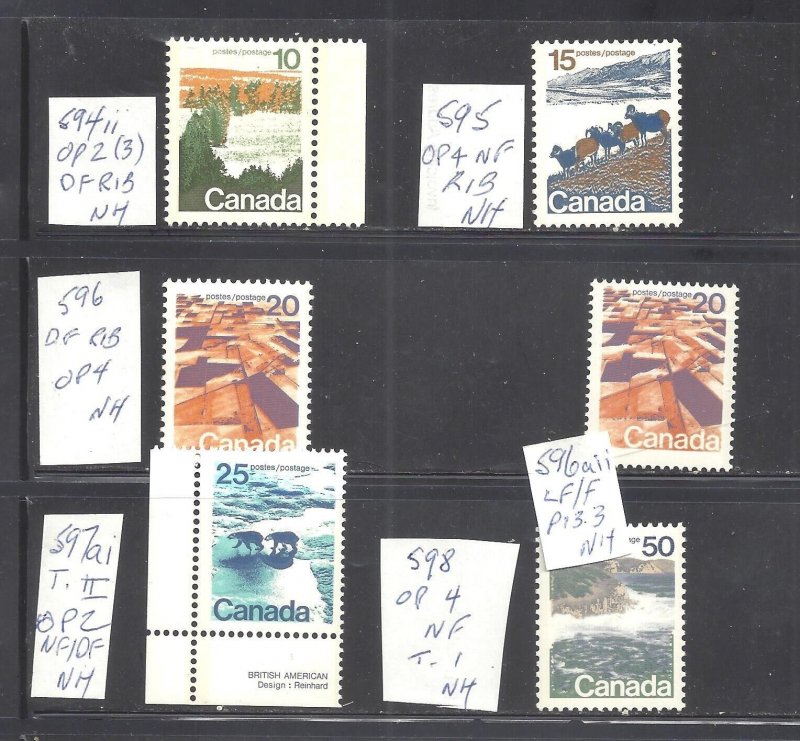 CANADA # 594ii/598 VF MINT NH LANDSCAPE ISSUE SELECTION BS28017-2