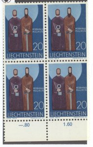 Liechtenstein, Sc #432, MNH, plate block