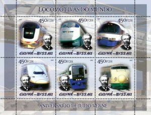 Guinea - Bissau 2005 - Trains (Japanese trains), Anniversary Jules Verne 6v