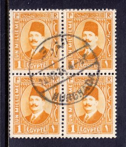 Egypt - Scott #191 - Blk/4 - Used - SOTN, thin speck UR stamp - SCV $3.60