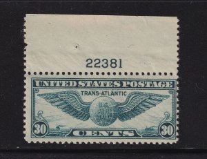 1939 Sc C24 Trans-Atlantic 30c MNH plate number single Hebert CV $30 (WD