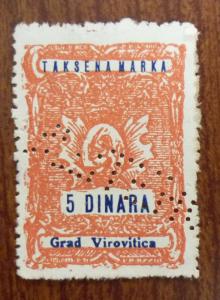 Croatia in Yugoslavia Local Revenue Stamp VIROVITICA! J21