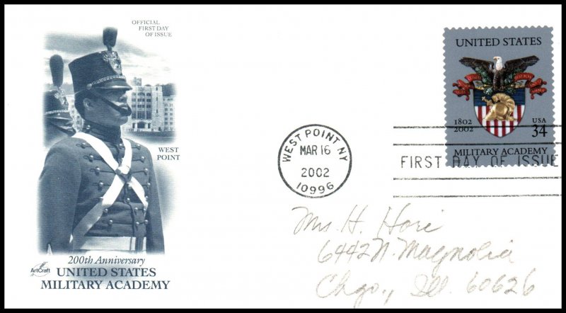 US 3560 Military Academy Artcraft Pencil FDC