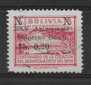 BOLIVIA 1966 President Busch Overprinted MNH Sc 488 Michel 736 MNH Used