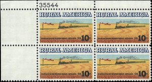 Scott # 1506 1974 10c multi Litho& Winter Wheat
; TAGGED Plate Block - Upper ...