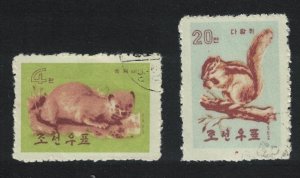 Korea European Mink Chipmunk Wild Animals 2v 1962 CTO SG#N435+N439