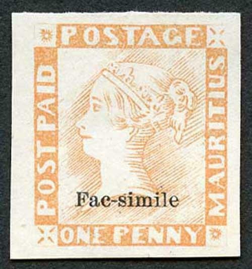 Mauritius One Penny Post Paid Facsimile (probably 1904/13 Francois Fournier)