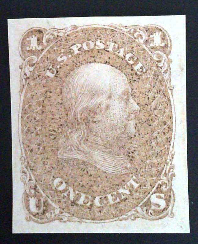 Scott #63TC5 - Plate on wove paper, imperf - Muddy Brown - MacDonough Patents