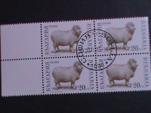​BULGARIA-1991 SC#3581 SHEEPS- LOVELY FARM ANIMALS-FANCY CANCEL VF BLOCK