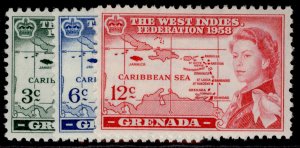 GRENADA QEII SG205-207, 1958 British Caribbean federation set, M MINT.