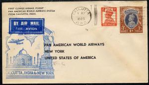 India 1947 Pan American Airways First Clipper Air Mail Fl...