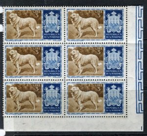 SAN MARINO; 1956 early Dogs issue Mint MNH Corner Block 3L.