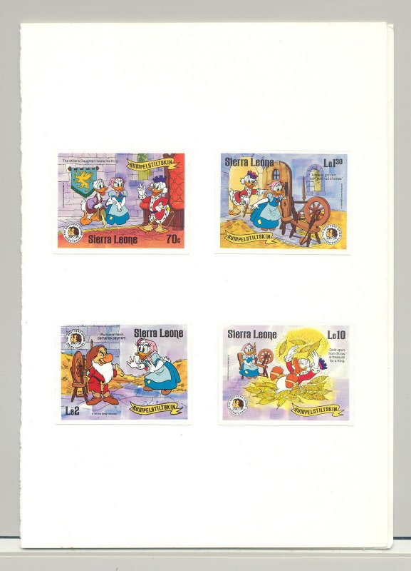 Sierra Leone #729-730, 732, 736, Disney, Grimm Fairytales, 4v. imperf proofs