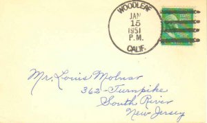 United States California Woodleaf 1951 4b-bar  1947-1971  Postcard  Philatelic.