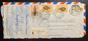 1953 Mozambique Airmail Commercial Cover to Montgomery Ward Chicago iL USA