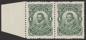 NEWFOUNDLAND 1910 King James I 1c pair, variety 'NFWFOUNDLAND' & 'JAMRS'.