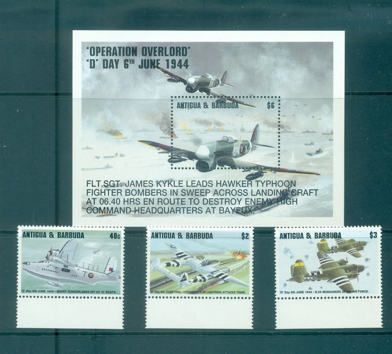 Antigua - Sc# 1810-3. 1994 50th Ann. D-Day WWII. MNH $11.50.